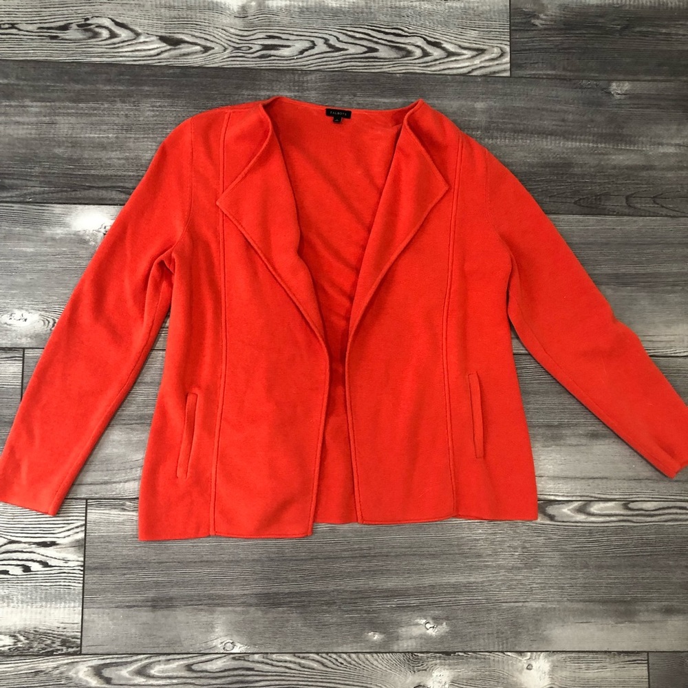 Talbots Deep Orange open front Sweater Jacket, L